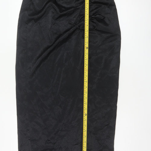 New Look Women Black UK 12 Pencil Long Ruched Slit Skirt