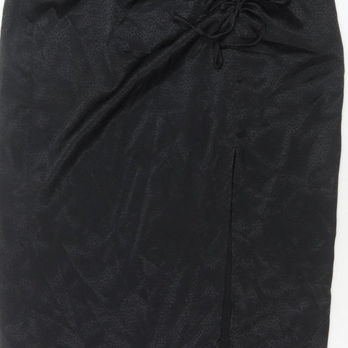 New Look Women Black UK 12 Pencil Long Ruched Slit Skirt