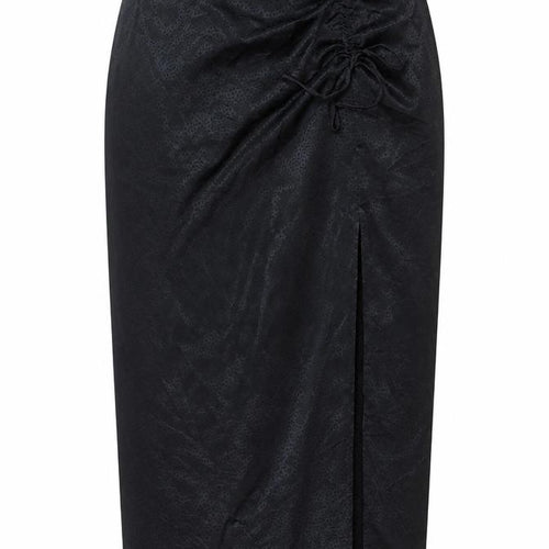 New Look Women Black UK 12 Pencil Long Ruched Slit Skirt