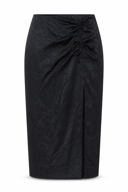 New Look Women Black UK 12 Pencil Long Ruched Slit Skirt
