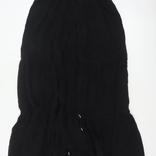 River Island Women Black UK 16 Long Peasant Tiered Cotton Skirt