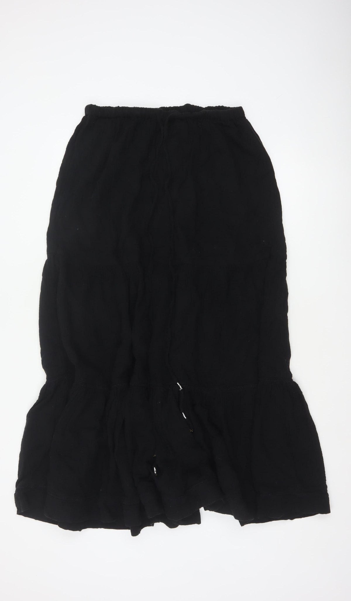 River Island Women Black UK 16 Long Peasant Tiered Cotton Skirt