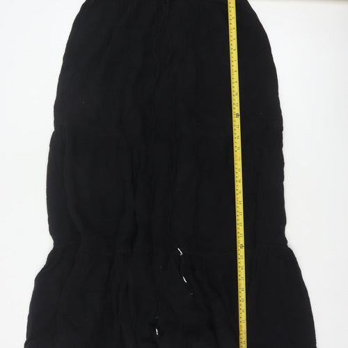 River Island Women Black UK 16 Long Peasant Tiered Cotton Skirt