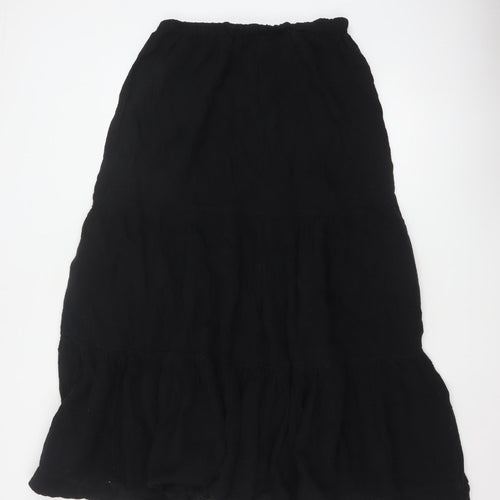 River Island Women Black UK 16 Long Peasant Tiered Cotton Skirt