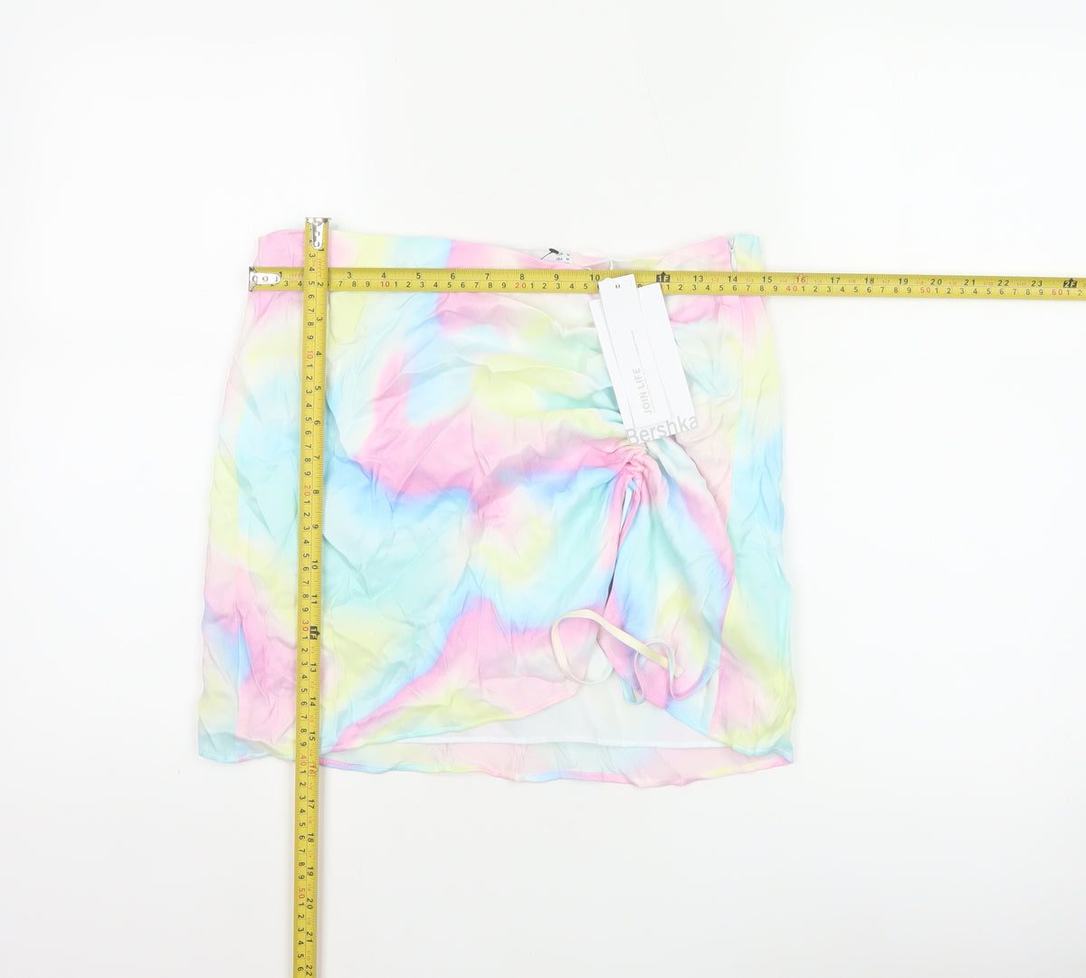Bershka Women Multicoloured M Wrap Mini Ruched Rainbow Skirt