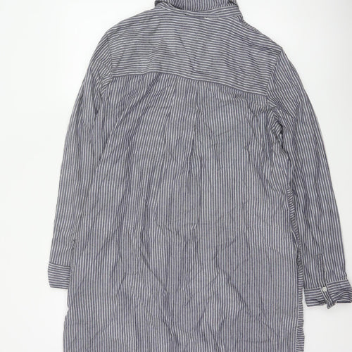 Warehouse Women Grey Stripe Shirt Dress UK 16 Collared Long Sleeve