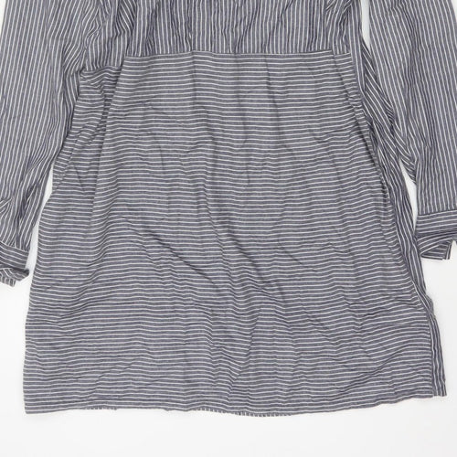 Warehouse Women Grey Stripe Shirt Dress UK 16 Collared Long Sleeve