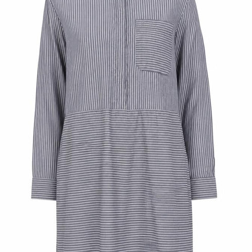 Warehouse Women Grey Stripe Shirt Dress UK 16 Collared Long Sleeve