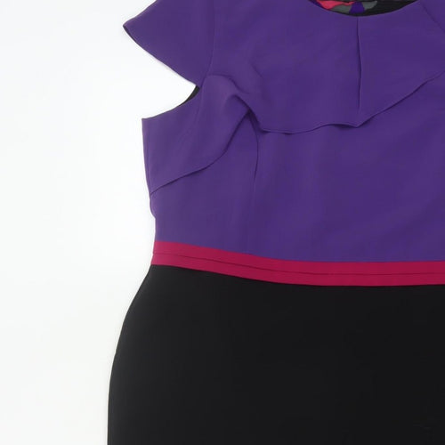 Per Una Women Multicoloured Size 18 Pencil Dress Ruffle Workwear
