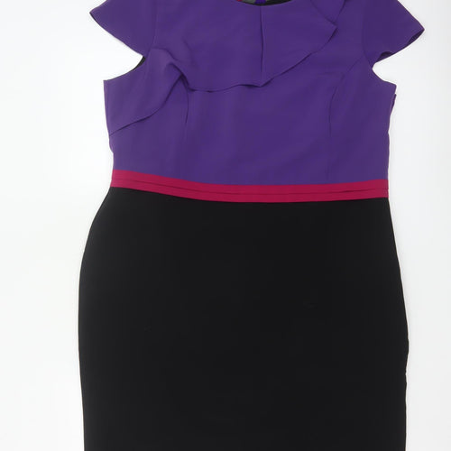 Per Una Women Multicoloured Size 18 Pencil Dress Ruffle Workwear
