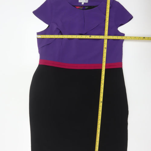 Per Una Women Multicoloured Size 18 Pencil Dress Ruffle Workwear