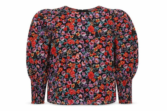 Next Women Multicoloured Floral UK 12 Puff Sleeve Cotton Blouse