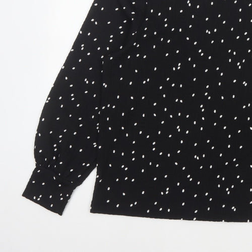 M&S Women Black Polka Dot Size 14 Balloon Sleeve Blouse