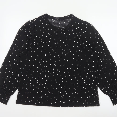 M&S Women Black Polka Dot Size 14 Balloon Sleeve Blouse