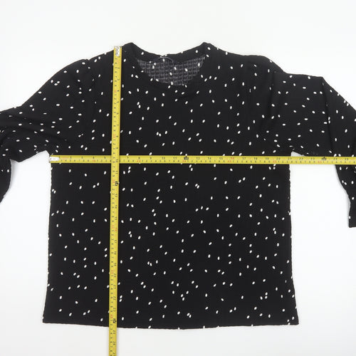 M&S Women Black Polka Dot Size 14 Balloon Sleeve Blouse
