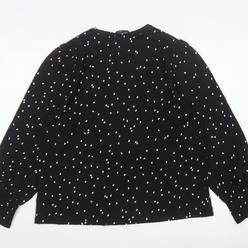 M&S Women Black Polka Dot Size 14 Balloon Sleeve Blouse