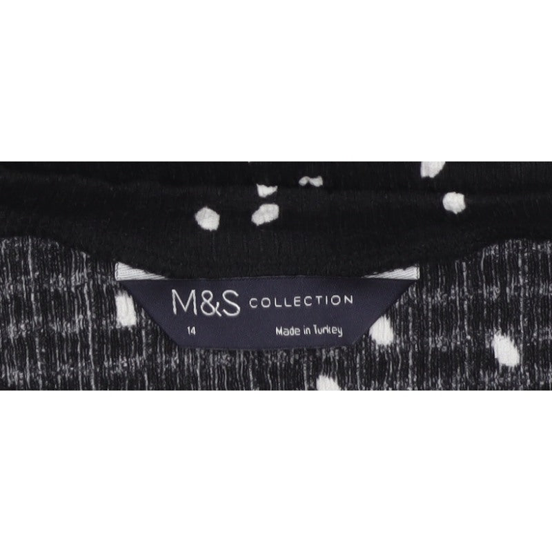 M&S Women Black Polka Dot Size 14 Balloon Sleeve Blouse