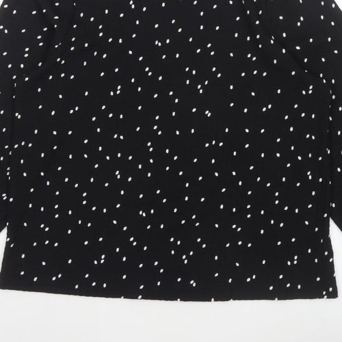 M&S Women Black Polka Dot Size 14 Balloon Sleeve Blouse