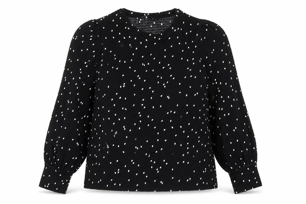 M&S Women Black Polka Dot Size 14 Balloon Sleeve Blouse