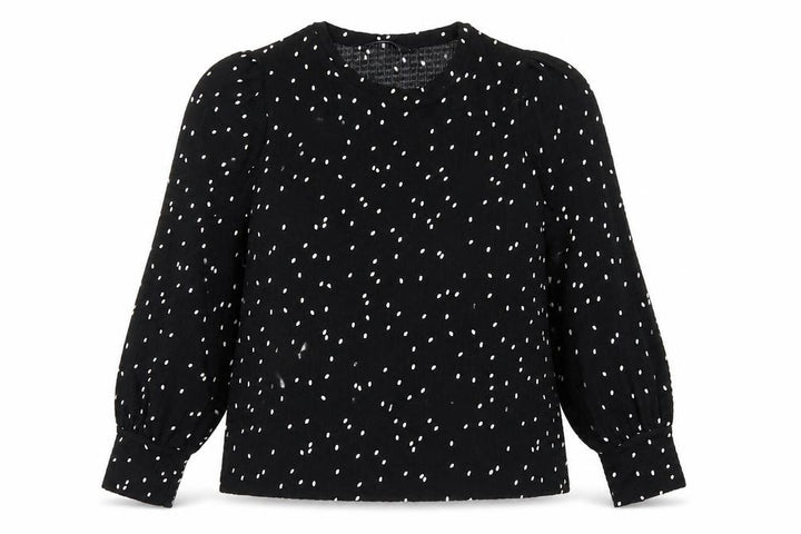 M&S Women Black Polka Dot Size 14 Balloon Sleeve Blouse