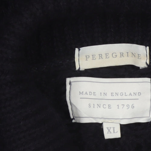 Peregrine Men’s Black XL Pure New Wool Cable Knit Roll Neck Jumper