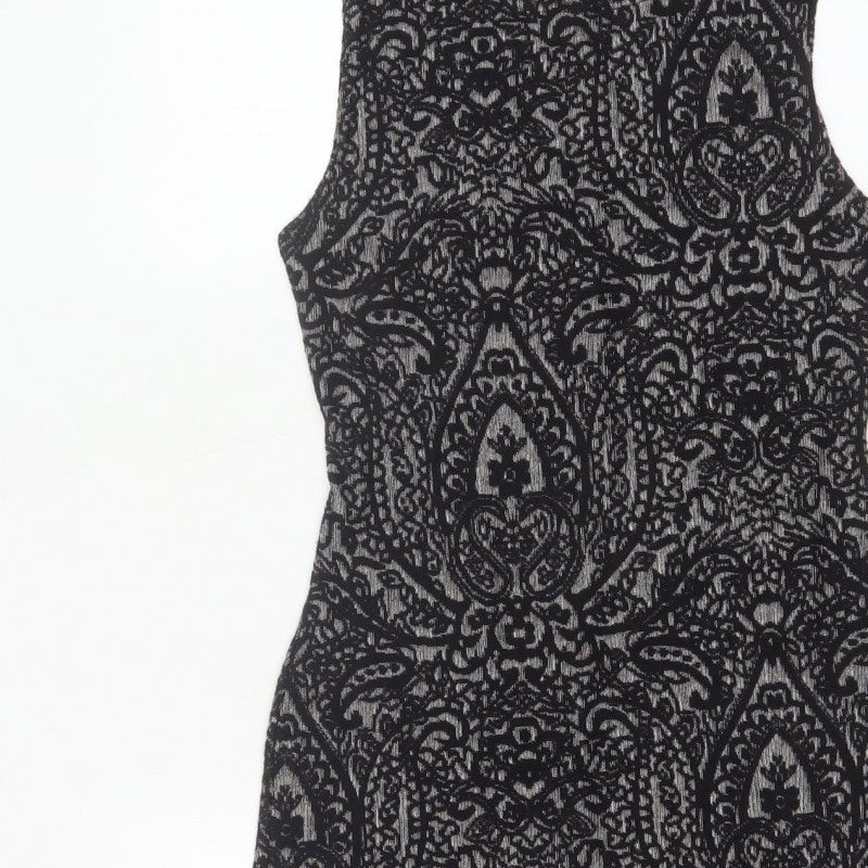 Clook Women’s Black Paisley Bodycon Sleeveless Dress UK 14