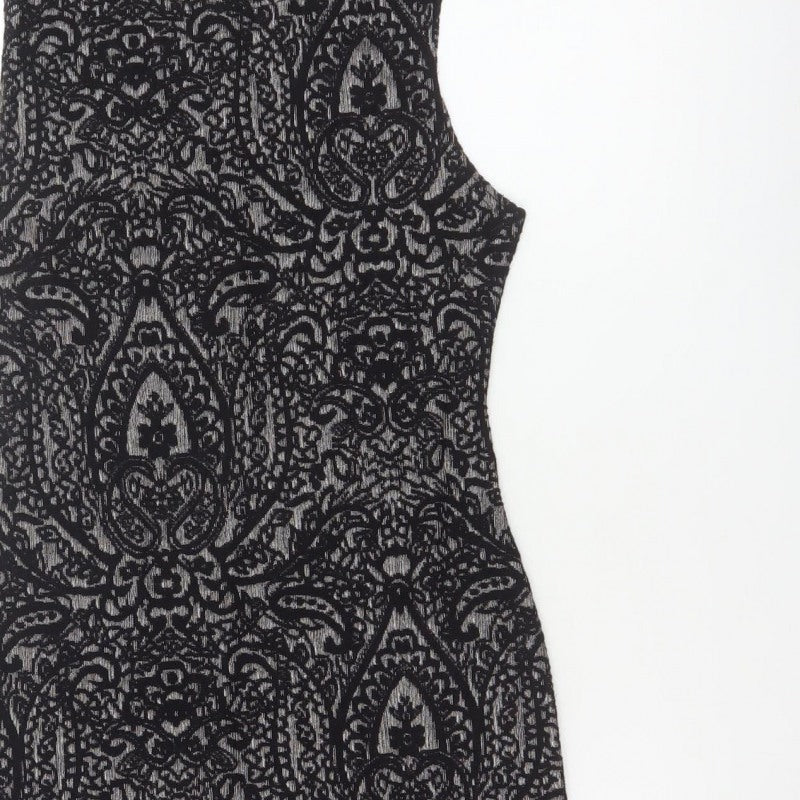 Clook Women’s Black Paisley Bodycon Sleeveless Dress UK 14