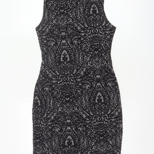 Clook Women’s Black Paisley Bodycon Sleeveless Dress UK 14