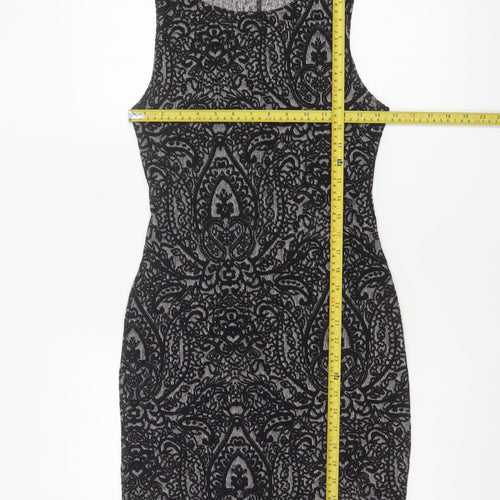 Clook Women’s Black Paisley Bodycon Sleeveless Dress UK 14