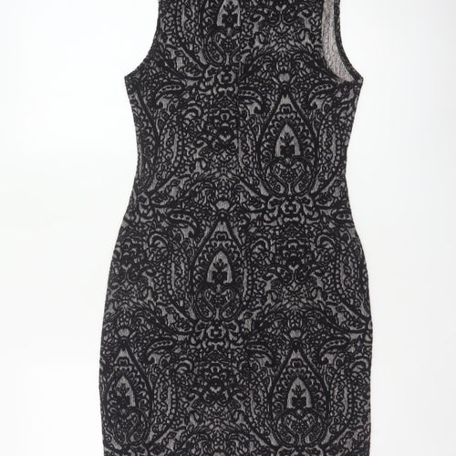Clook Women’s Black Paisley Bodycon Sleeveless Dress UK 14