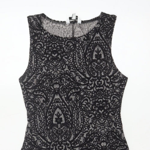 Clook Women’s Black Paisley Bodycon Sleeveless Dress UK 14