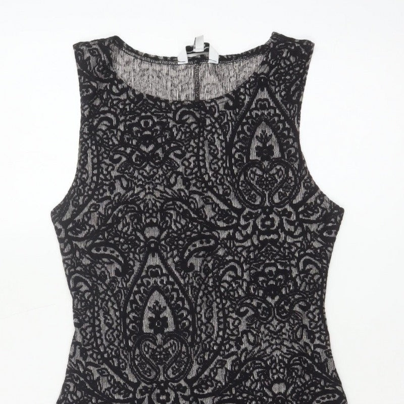 Clook Women’s Black Paisley Bodycon Sleeveless Dress UK 14
