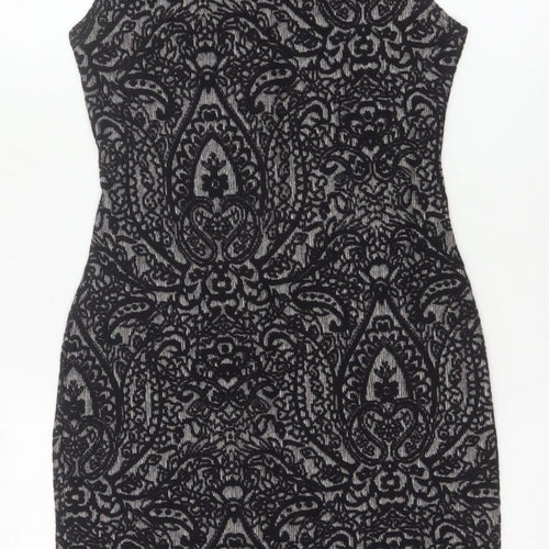 Clook Women’s Black Paisley Bodycon Sleeveless Dress UK 14