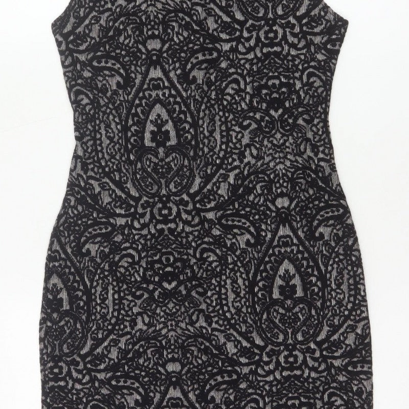 Clook Women’s Black Paisley Bodycon Sleeveless Dress UK 14