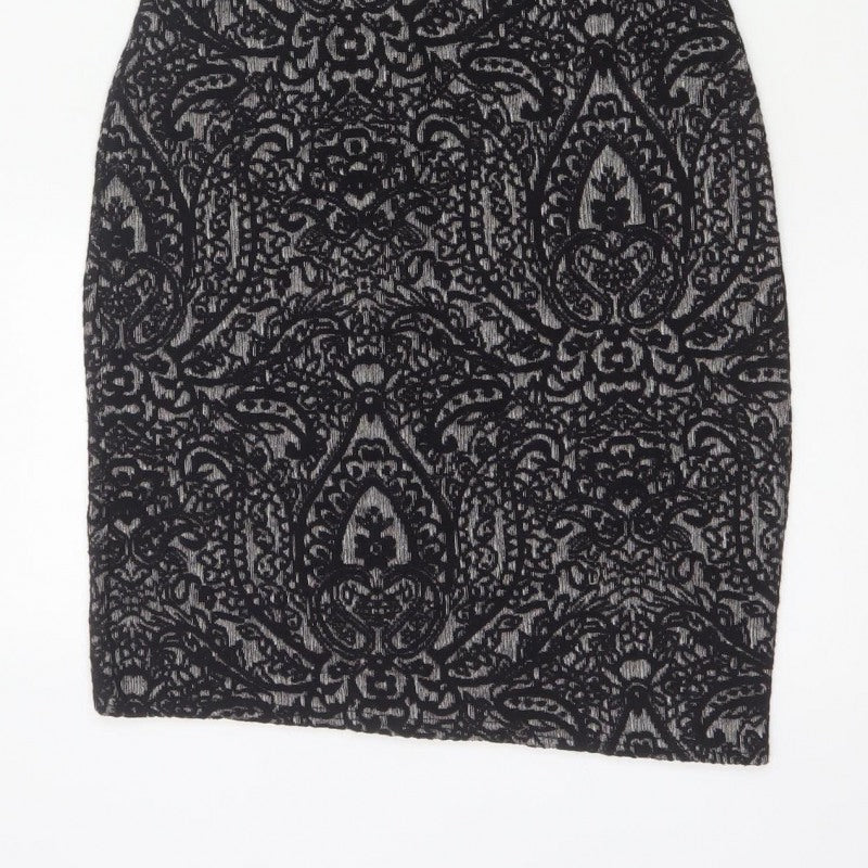 Clook Women’s Black Paisley Bodycon Sleeveless Dress UK 14