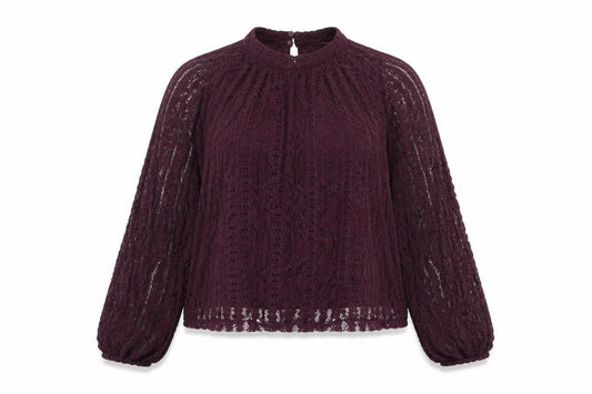 Marks and Spencer Women Purple Lace High Neck Blouse Size 18
