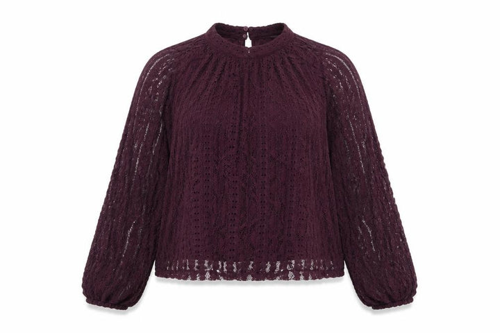 Marks and Spencer Women Purple Lace High Neck Blouse Size 18