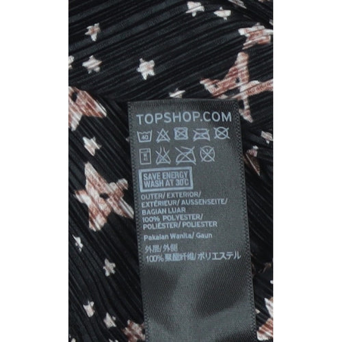 Topshop Women Black Star Print Petite UK 8 Pleated Wrap Dress