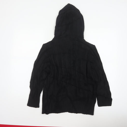 Marks & Spencer Women Black Size 18 Hooded Cable Knit Cardigan
