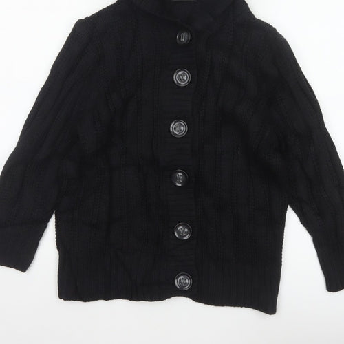 Marks & Spencer Women Black Size 18 Hooded Cable Knit Cardigan