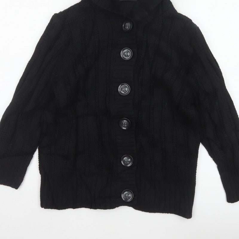 Marks & Spencer Women Black Size 18 Hooded Cable Knit Cardigan