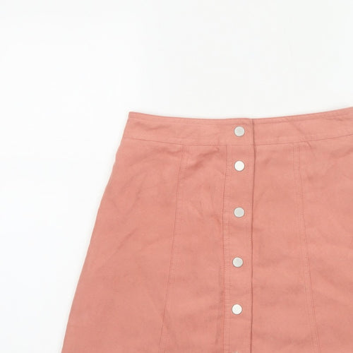 Divided H&M Women’s Pink UK 8 A-Line Button Front Mini Skirt