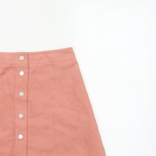 Divided H&M Women’s Pink UK 8 A-Line Button Front Mini Skirt