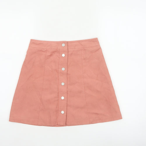 Divided H&M Women’s Pink UK 8 A-Line Button Front Mini Skirt