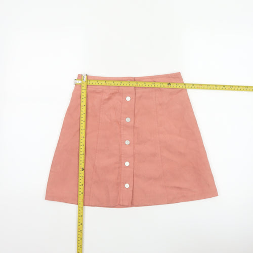 Divided H&M Women’s Pink UK 8 A-Line Button Front Mini Skirt