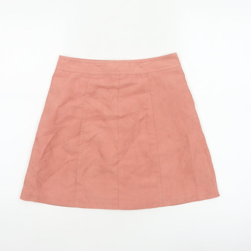 Divided H&M Women’s Pink UK 8 A-Line Button Front Mini Skirt