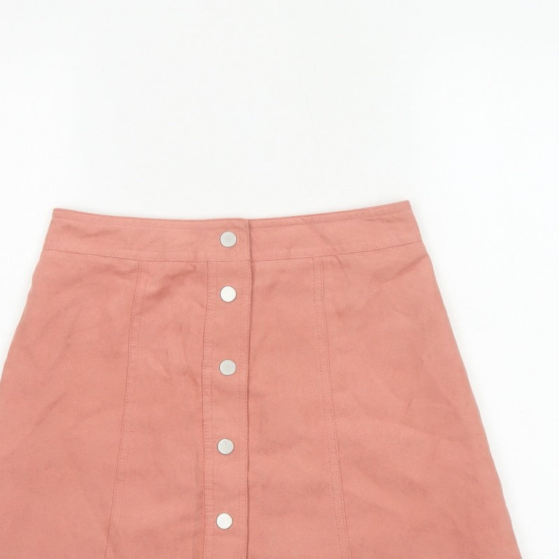 Divided H&M Women’s Pink UK 8 A-Line Button Front Mini Skirt