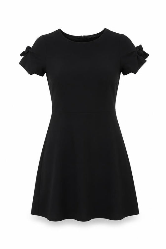 Front view of Dorothy Perkins Women Black UK 10 Fit & Flare Cold Shoulder Dress