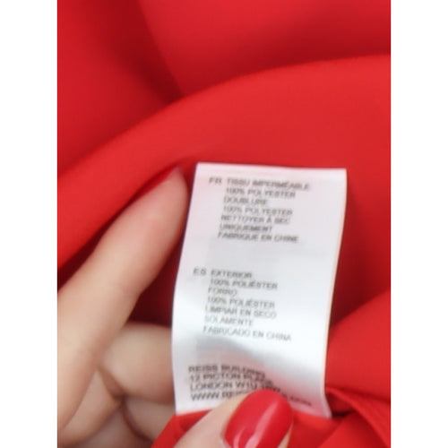 Reiss Women Red UK 10 Fit & Flare Ruffle V-Neck Cocktail Dress