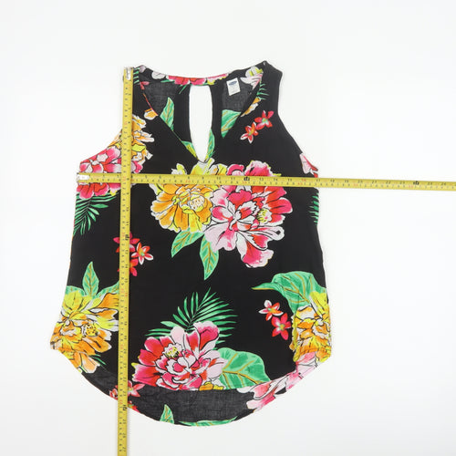 Old Navy Women Black Floral Keyhole Tank Top Size S UK 10